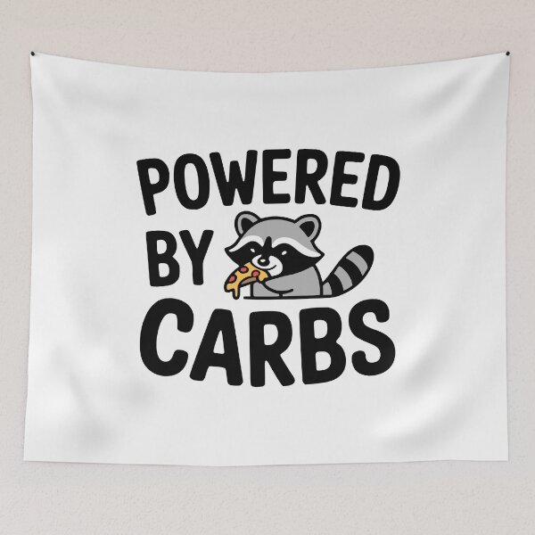 Item preview, Powered By Carbs! Cute Raccoon Pun designed and sold by PMCreative.