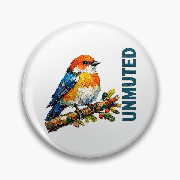 Item preview, Unmuted Songbird on Branch - Vibrant 3D Impasto Oil Painting designed and sold by LSphere Art.