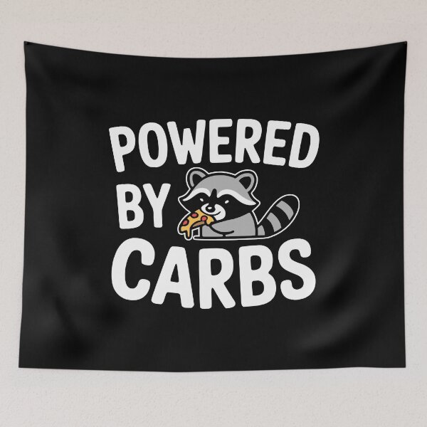 Item preview, Powered By Carbs! Cute Raccoon Puns designed and sold by PMCreative.