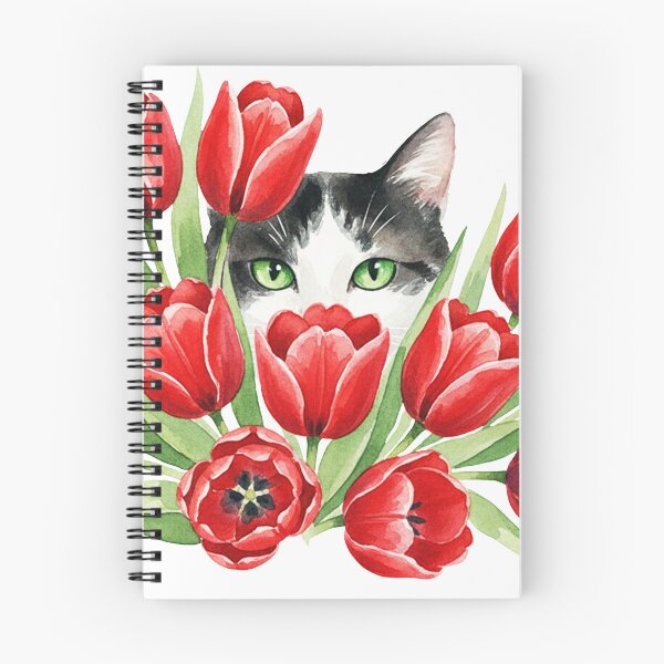 Item preview, Spring Cat in Tulips – Cute Floral Illustration designed and sold by Litely.