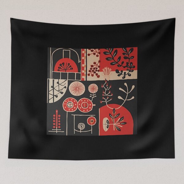 Item preview, Geometric Botanical Folk Illustration  Retro Abstract Botanical Composition designed and sold by Ghulam Hussain Qamar Lali.