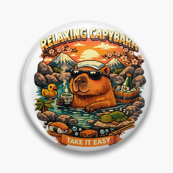 Item preview, Relaxing Capybara Hot Spring Design – Cute Capybara Aesthetic, Chill Animal Illustration designed and sold by StickerArt Shop.