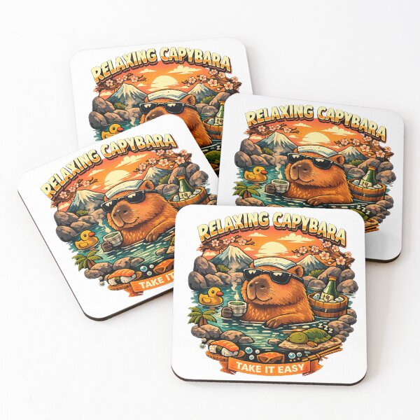 Item preview, Relaxing Capybara Hot Spring Design – Cute Capybara Aesthetic, Chill Animal Illustration designed and sold by StickerArt Shop.