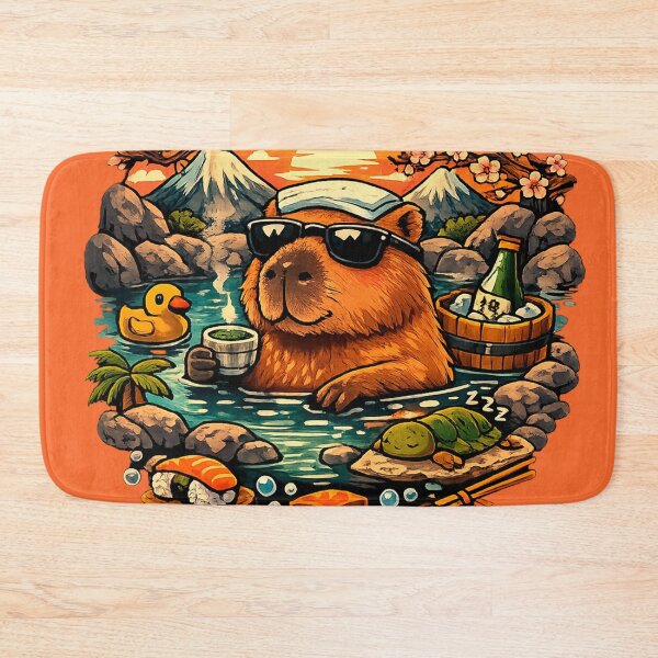 Item preview, Relaxing Capybara Hot Spring Design – Cute Capybara Aesthetic, Chill Animal Illustration designed and sold by StickerArt Shop.