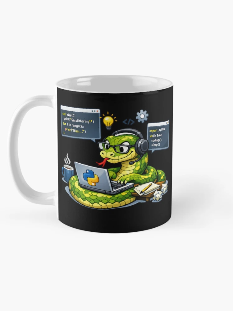 Aperçu 5 sur 6. Mug à café avec l'œuvre Codeur Python créée et vendue par optimusprime39.
