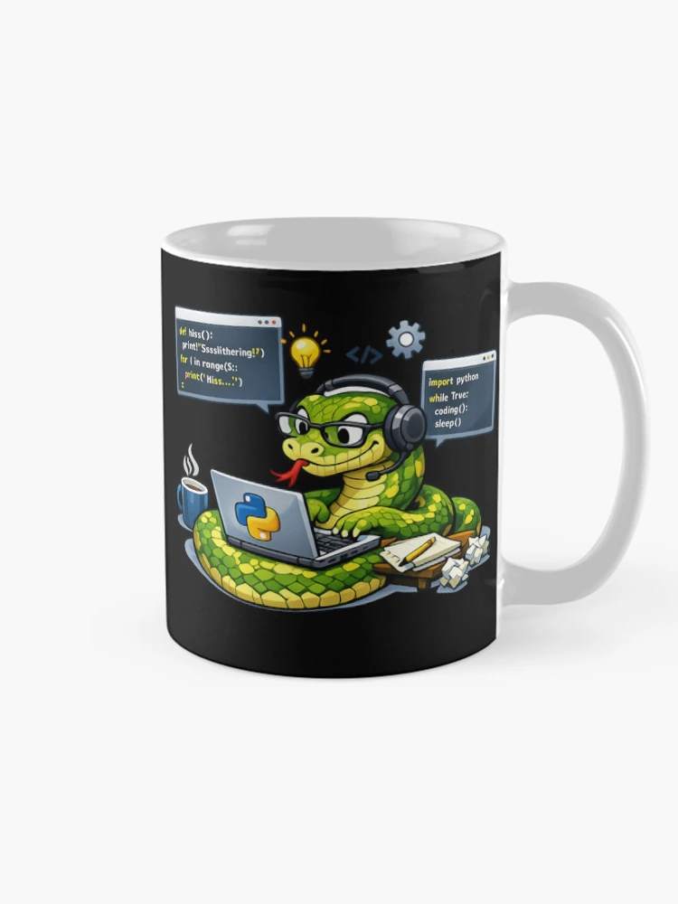Aperçu 3 sur 6. Mug à café avec l'œuvre Codeur Python créée et vendue par optimusprime39.