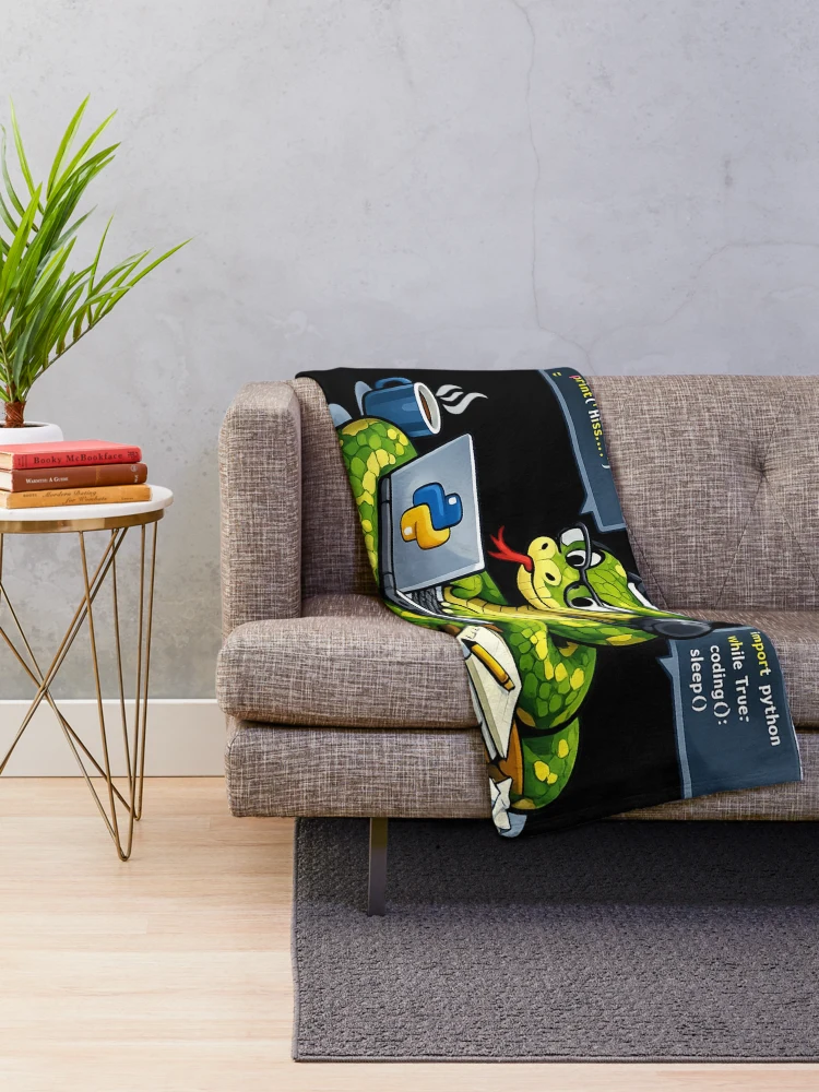 Aperçu 2 sur 6. Plaid avec l'œuvre Codeur Python créée et vendue par optimusprime39.