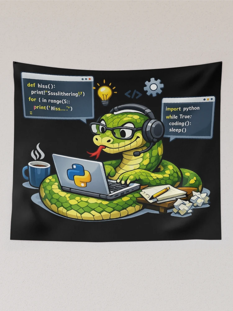 Thumbnail 2 of 3, Tapestry, Python Coder Python designed and sold by optimusprime39.
