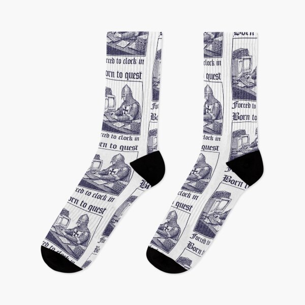 Item preview, Born to Quest forced to clock in Funny Meme Medieval Retro designed and sold by borenclolahroy.