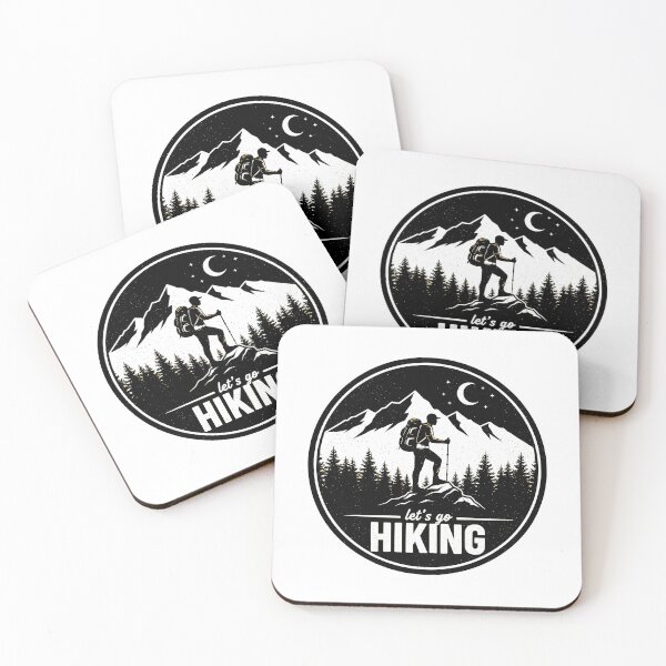 Item preview, Let's Go Hiking Vintage Outdoor Adventure Mountain Badge Graphic Design designed and sold by DrawHandArt.