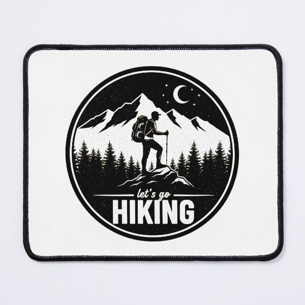 Item preview, Let's Go Hiking Vintage Outdoor Adventure Mountain Badge Graphic Design designed and sold by DrawHandArt.