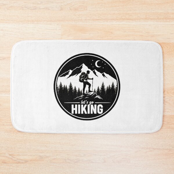Item preview, Let's Go Hiking Vintage Outdoor Adventure Mountain Badge Graphic Design designed and sold by DrawHandArt.