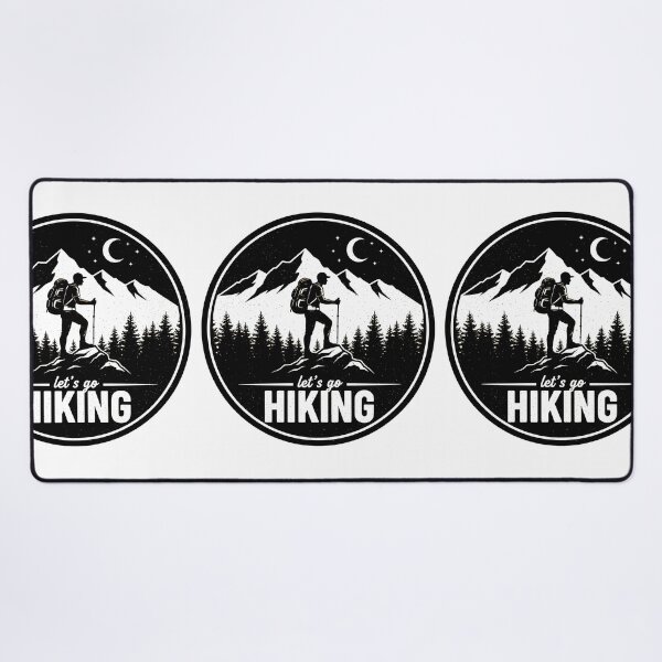 Item preview, Let's Go Hiking Vintage Outdoor Adventure Mountain Badge Graphic Design designed and sold by DrawHandArt.