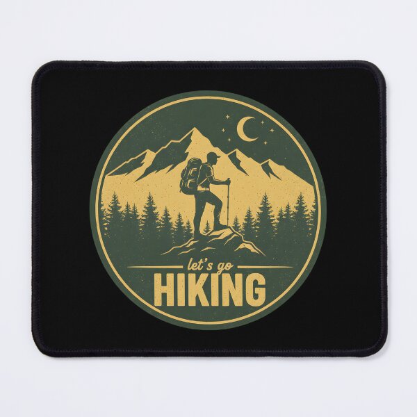 Item preview, Let's Go Hiking Vintage Outdoor Adventure Mountain Badge Graphic Design designed and sold by DrawHandArt.