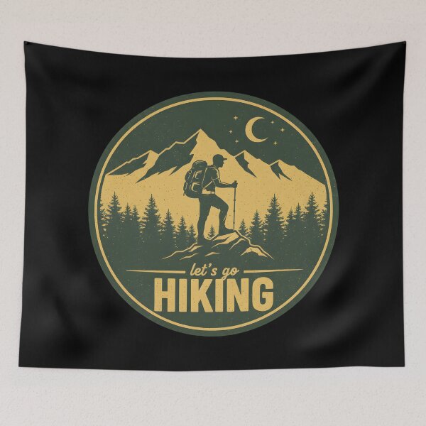 Item preview,  Let's Go Hiking Vintage Outdoor Adventure Mountain Badge Graphic Design designed and sold by DrawHandArt.