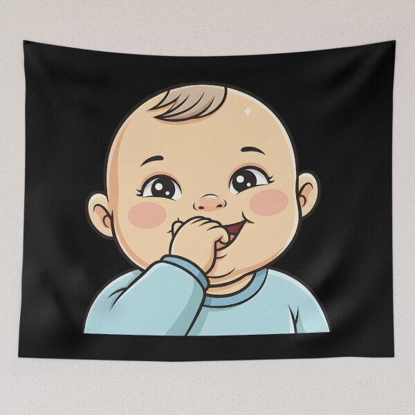 Item preview, Cute Smiling Baby Cartoon Character Illustration Sweet Cheerful Infant Graphic designed and sold by DrawHandArt.