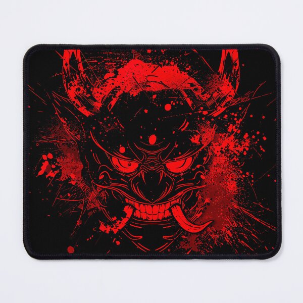 Item preview, Blood Red Demon Mask Splash – Japanese Horror Emblem designed and sold by NeonHorizon Studio.