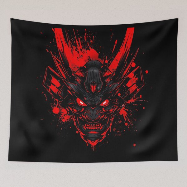 Item preview, Crimson Kabuto Oni – Samurai Mask Ink Splash designed and sold by NeonHorizon Studio.