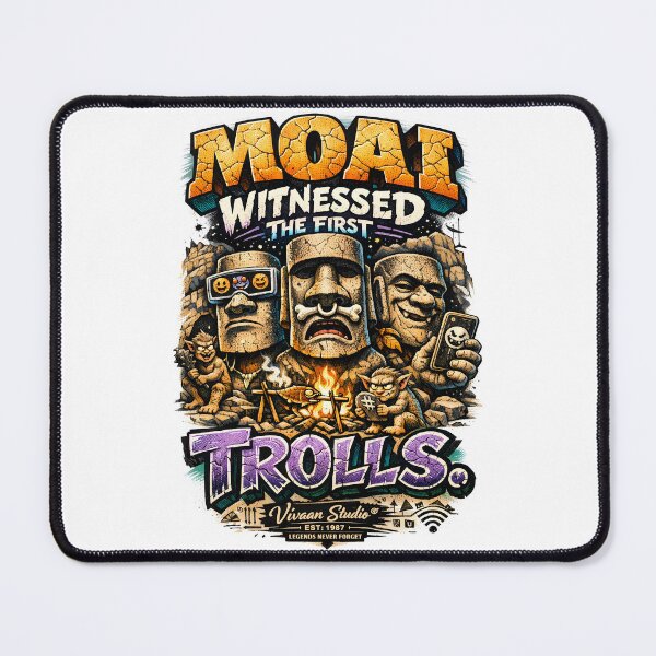 Item preview, Moai Witnessed The First Trolls | Funny Easter Island Statue History Meme | Ancient Moai Typography Art | Stone Face Statue Social Media Humor Graphic for T-Shirts & Home Decor By Vivaan Studio designed and sold by Vivaan Studio.