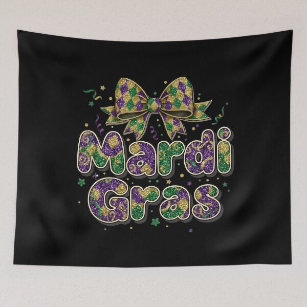 Item preview, Rhinestone Coquette Mardi Gras Bow, Retro Mardi Gras Design, Preppy King Cake  designed and sold by DesignDenDo ⭐⭐⭐⭐⭐.