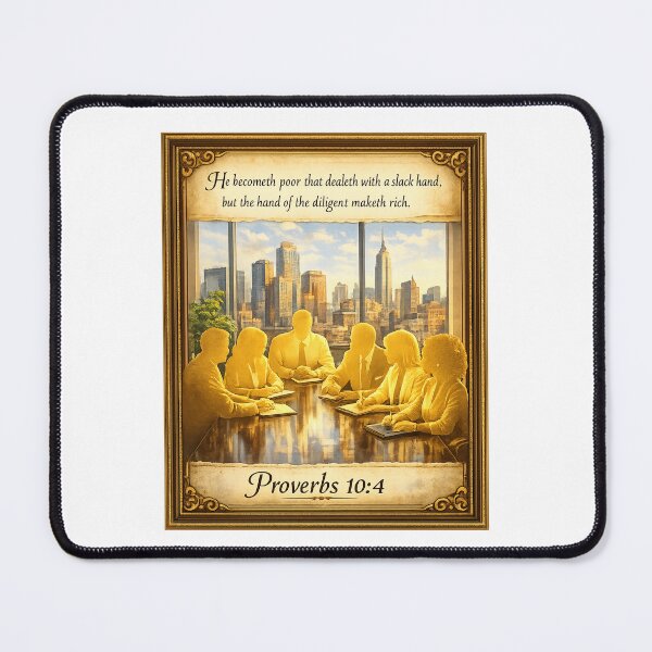 Item preview, Proverbs 10:4 Business Wall Art, Diligence Makes Rich Boardroom Scripture Print, Gold Silhouette Leadership Decor designed and sold by TerScott.