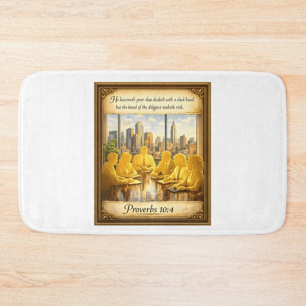 Item preview, Proverbs 10:4 Business Wall Art, Diligence Makes Rich Boardroom Scripture Print, Gold Silhouette Leadership Decor designed and sold by TerScott.