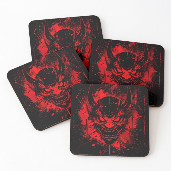 Item preview, Blood Red Oni Mask – Neon Rage Ink Splash designed and sold by NeonHorizon Studio.