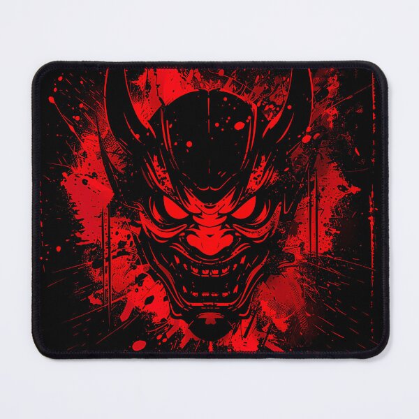 Item preview, Blood Red Oni Mask – Neon Rage Ink Splash designed and sold by NeonHorizon Studio.