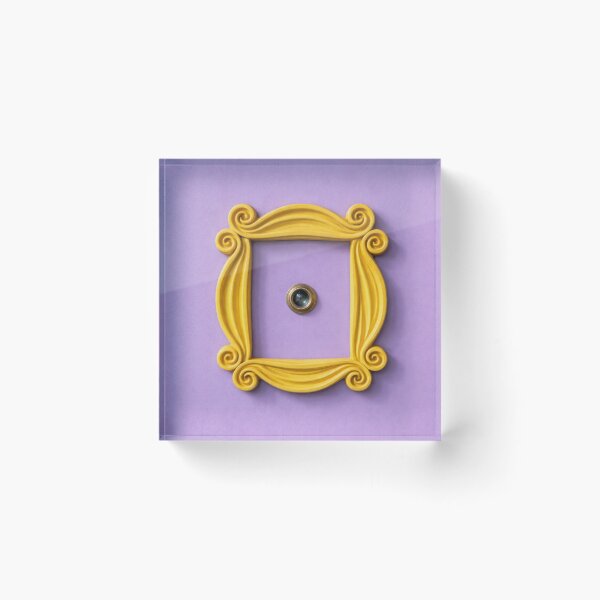 Item preview, Friends inspired purple door peep hole, golden frame illustration designed and sold by Thunderg1rl.