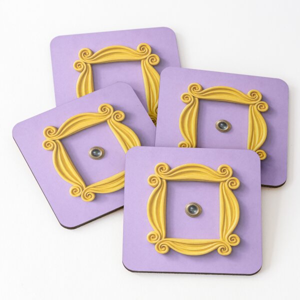 Item preview, Friends inspired purple door peep hole, golden frame illustration designed and sold by Thunderg1rl.
