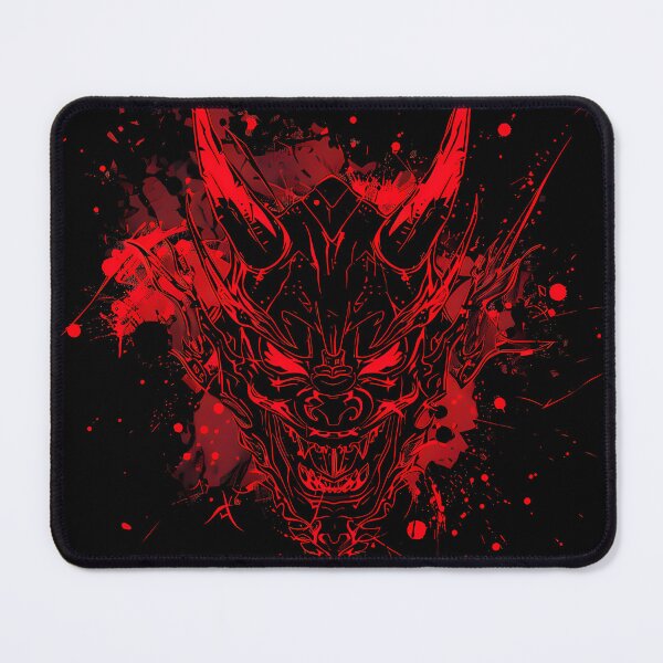 Item preview, Crimson Oni Warlord Mask – Red Ink Splash Line Art designed and sold by NeonHorizon Studio.