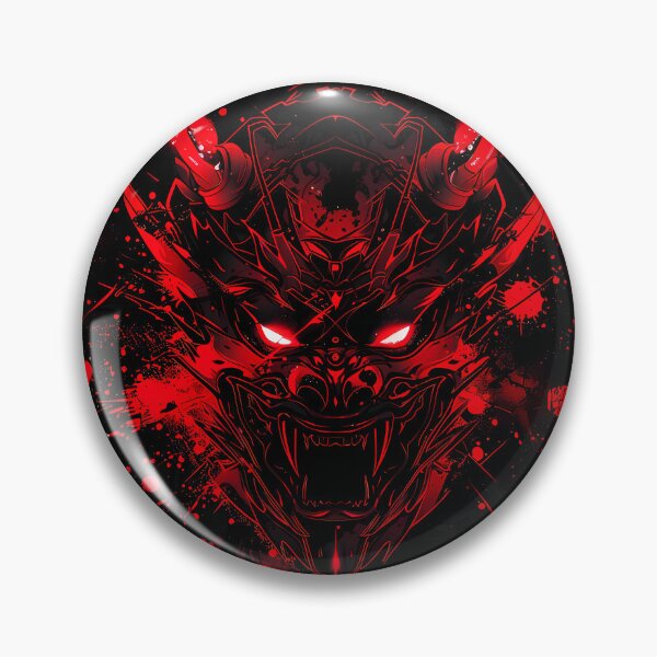 Item preview, Infernal Oni Mask – Neon Red Glow Splash Graphic designed and sold by NeonHorizon Studio.