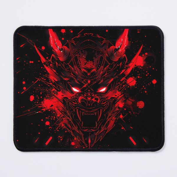 Item preview, Infernal Oni Mask – Neon Red Glow Splash Graphic designed and sold by NeonHorizon Studio.