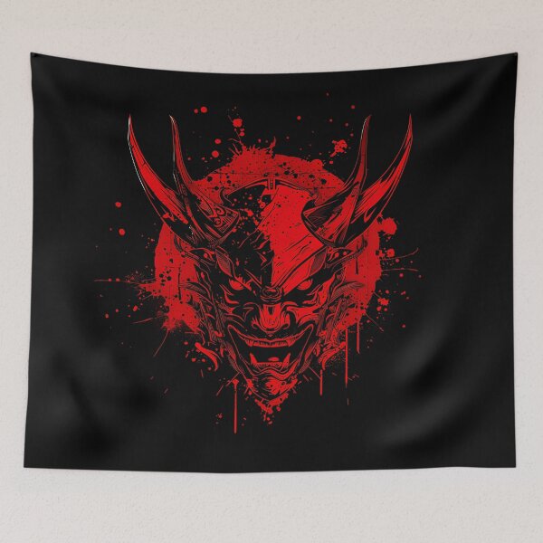 Item preview, Crimson Oni Halo – Blood Moon Mask Splash Art designed and sold by NeonHorizon Studio.