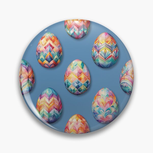 Item preview, Colorful Decorated Painted Easter Eggs on Blue designed and sold by DuckyRubin.