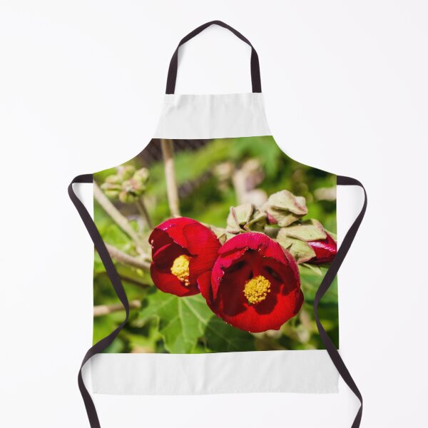 Item preview, Bright Red Hibiscus Flowers With Yellow Centers In Green Garden Setting designed and sold by Nmallia.