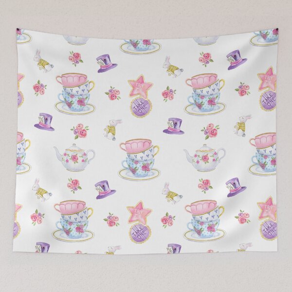 Item preview, Watercolor Alice in Wonderland Tea Party Pattern designed and sold by SpencerReedDes.