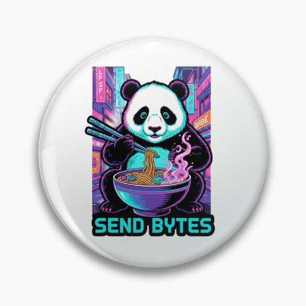 Item preview, Send Bytes Cyberpunk Panda Eating Noodles – Neon Hacker Panda Art designed and sold by snaperos.