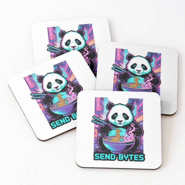 Item preview, Send Bytes Cyberpunk Panda Eating Noodles – Neon Hacker Panda Art designed and sold by snaperos.