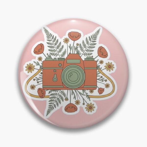 Item preview, Vintage 35mm Film Camera with Pressed Wildflowers Illustration designed and sold by craftedd.