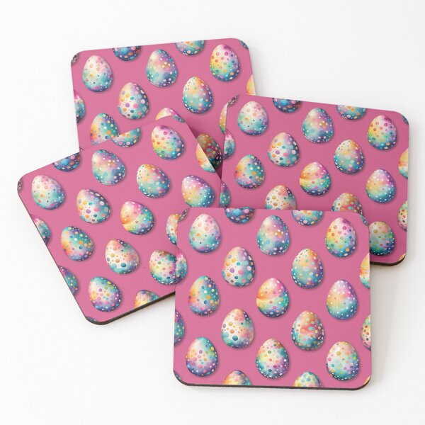 Item preview, Colorful Dots Painted Easter Eggs on Cranberry designed and sold by DuckyRubin.