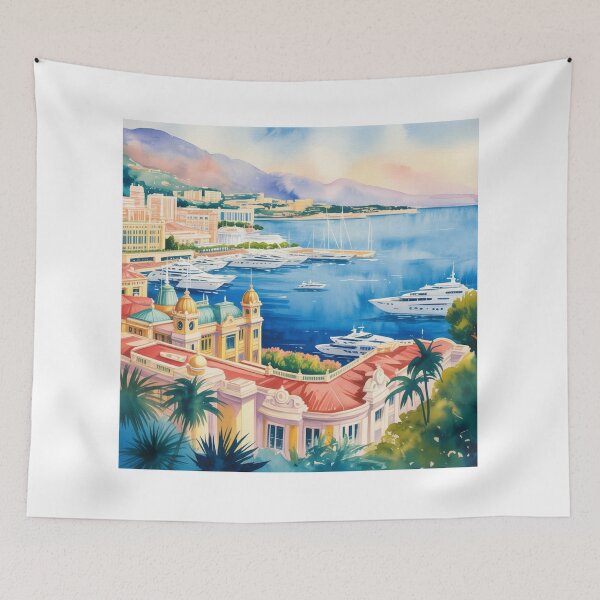 Item preview, Watercolor Painting Monaco View designed and sold by ArtQueen777.