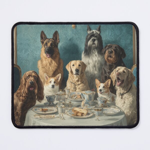 Item preview, Noble Dogs Family Portrait at a Grand Dining Table designed and sold by Kovrika.
