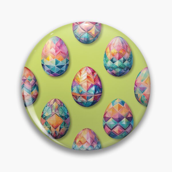 Item preview, Colorful Geometric Painted Easter Eggs on Green designed and sold by DuckyRubin.