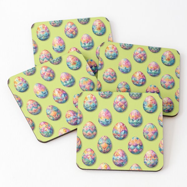 Item preview, Colorful Geometric Painted Easter Eggs on Green designed and sold by DuckyRubin.