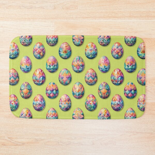 Item preview, Colorful Geometric Painted Easter Eggs on Green designed and sold by DuckyRubin.