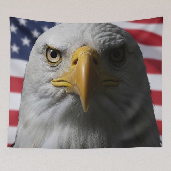 Item preview, Freedom's Gaze - Patriotic American Eagle 12K - Flag Edition designed and sold by NaturalBeautySebastian .