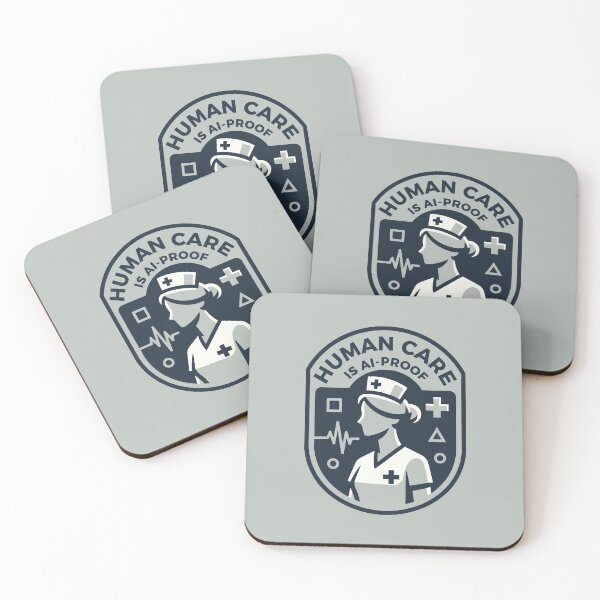 Item preview, Human Care Is AI-Proof Nursing Student and Registered Nurse Badge designed and sold by SplashTastic.