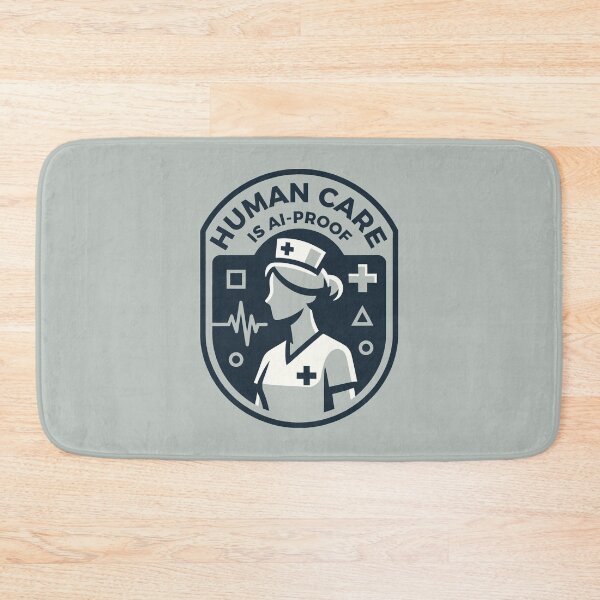 Item preview, Human Care Is AI-Proof Nursing Student and Registered Nurse Badge designed and sold by SplashTastic.