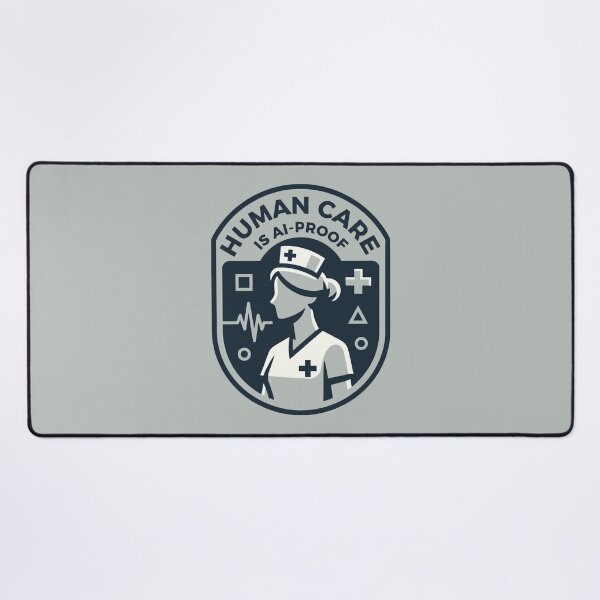 Item preview, Human Care Is AI-Proof Nursing Student and Registered Nurse Badge designed and sold by SplashTastic.